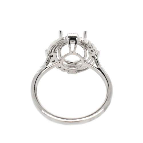 Oval 10x8mm Ring Semi Mount in 14K White Gold With White Diamonds (RG0686)