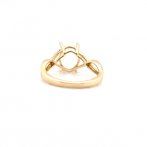 Oval 10x8mm Ring Semi Mount in 14k Yellow Gold With Diamond Accents