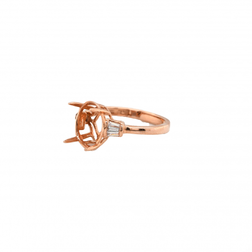 Oval 11x9mm Ring Semi Mount In 14k Rose Gold With Accent Diamonds