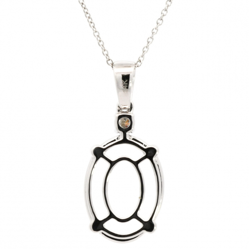 Oval 14x10.5mm Pendant Semi Mount in 14K White Gold With Diamond Accents (Chain Not Included)