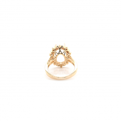 Oval 14x10mm Ring Semi Mount In 14k Yellow Gold