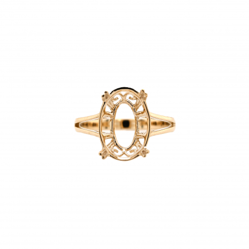 Oval 14x10mm Ring Semi mount in 14K Yellow Gold (RG4065)