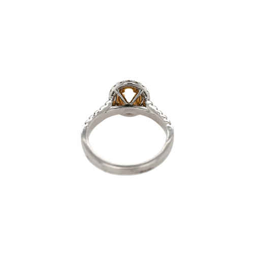 Oval 5x3.5mm Ring Semi Mount In 14k Dual Tone (white/yellow) Gold With Accent Diamonds (rg1324)