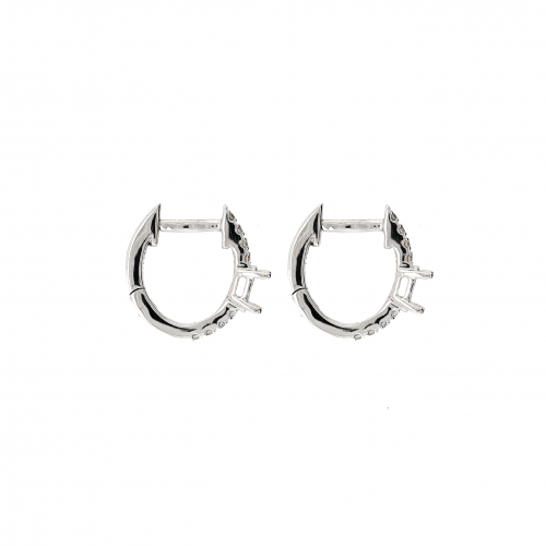 Oval 5x3mm Huggie Earring Semi Mount in 14K White Gold with Accent Diamonds (ER1816)