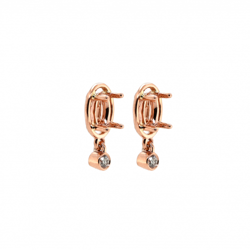 Oval 6x4mm Earring Semi Mount in 14K Rose Gold with Diamond Accents (ER0071) Part of Matching Set