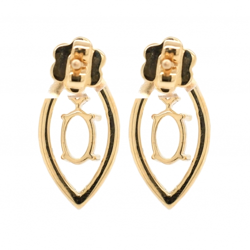 Oval 6x4mm Earring Semi Mount in 14K Yellow Gold with White Diamonds (ER3363)