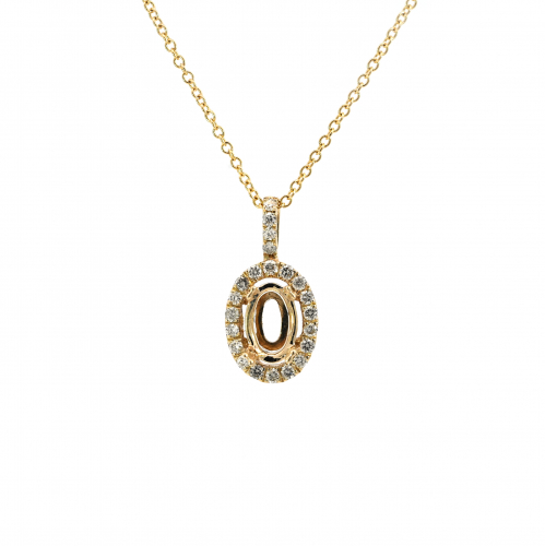 Oval 6x4mm Pendant Semi Mount in 14K Gold With Diamond Accents (Chain Not Included)