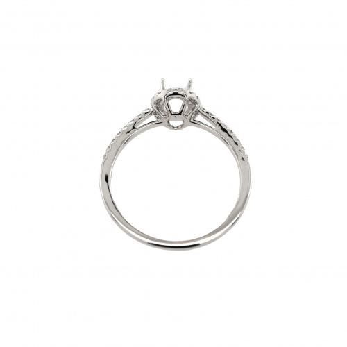 Oval 6x4mm Ring Semi Mount in 14K White Gold with Accent Diamonds (RG0363)