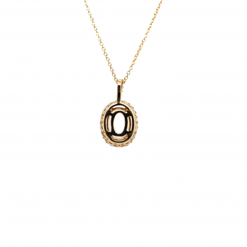Oval 6x8mm Pendant Semi Mount in 14K Yellow Gold with Accent Diamond (AJP11073)
