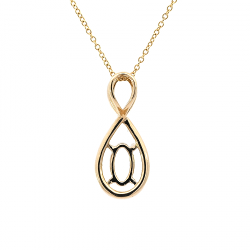 Oval 7x4.5mm Pendant Semi Mount in 14K Yellow Gold With Diamond Accents (Chain Not Included)