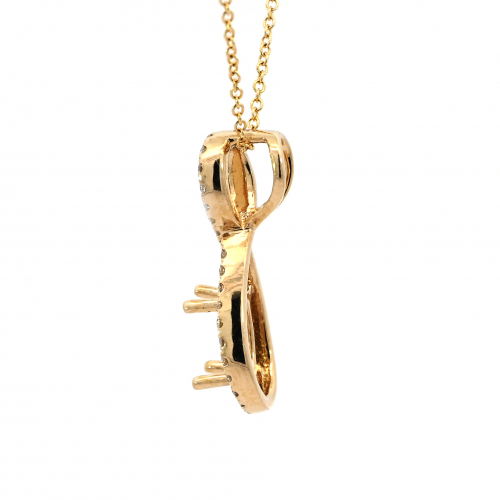 Oval 7x4.5mm Pendant Semi Mount In 14k Yellow Gold With Diamond Accents (chain Not Included)