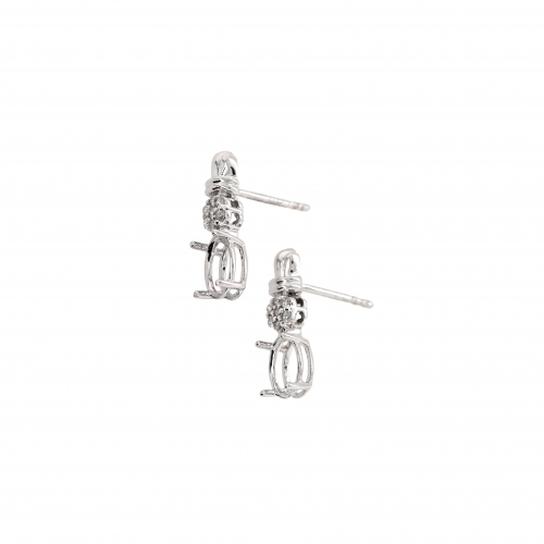 Oval 7x5mm Earring Semi Mount in 14K White Gold with Accent Diamonds (ER0726)