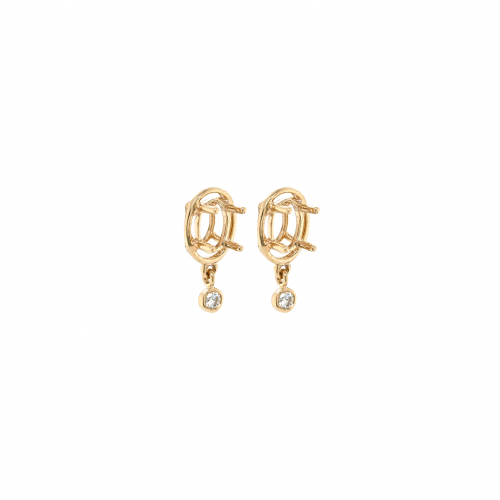 Oval 7x5mm Earring Semi Mount In 14k Yellow Gold With Diamond Accents (er0071)