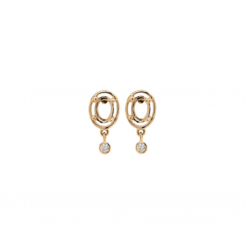 Oval 7x5mm Earring Semi Mount in 14K Yellow Gold With Diamond Accents (ER0071)