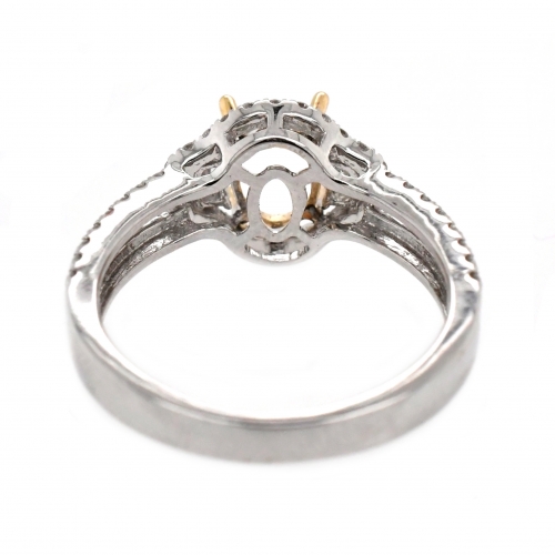 Oval 7x5mm Ring Semi Mount In 14k Dual Tone (white / Yellow) Gold With White Diamonds(rg2963)
