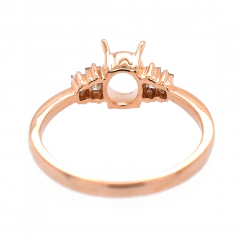 Oval 7x5mm Ring Semi Mount In 14k Rose Gold With White Diamonds ( Rg1353 )