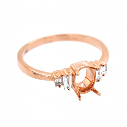Oval 7x5mm Ring Semi Mount In 14k Rose Gold With White Diamonds ( Rg1353 )