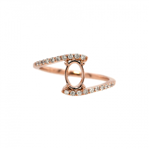 Oval 7x5mm Ring Semi Mount in 14K Rose Gold With White Diamonds (RG1122)