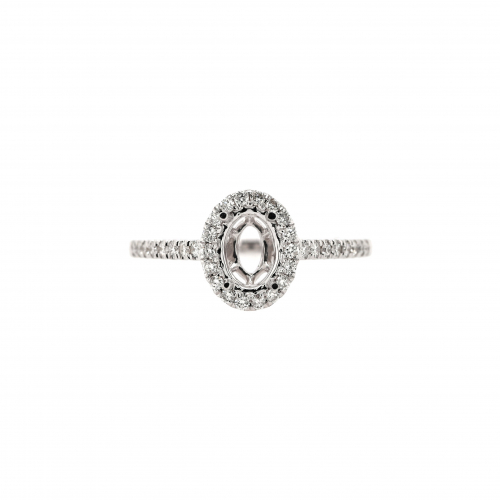 Oval 7x5mm Ring Semi Mount in 14K White Gold with Accent Diamonds (RG0363)