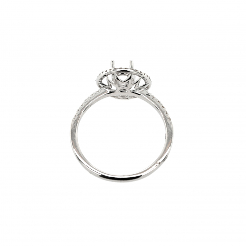 Oval 7x5mm Ring Semi Mount in 14K White Gold with Accent Diamonds (RG0684)