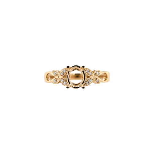 Oval 7x5mm Ring Semi Mount in 14K Yellow Gold With Diamond Accents (RG1128)