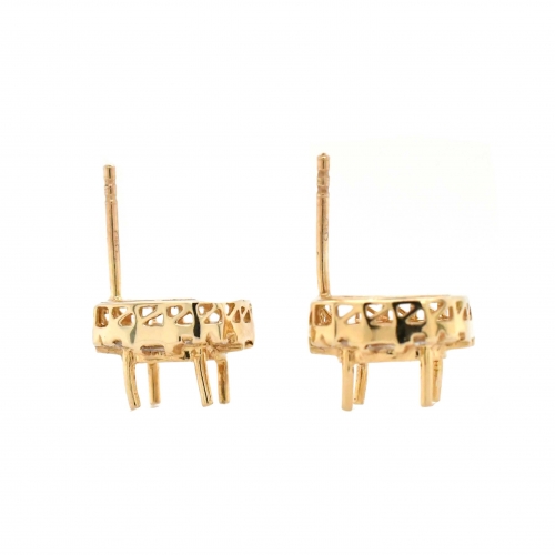 Oval 8x6mm Earring Semi Mount in 14K Gold With Diamond Accents (ESO005)