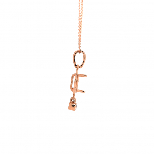 Oval 8x6mm Pendant Semi Mount In 14k Rose Gold With Accent Diamond (pd1012) Part Of Matching Set