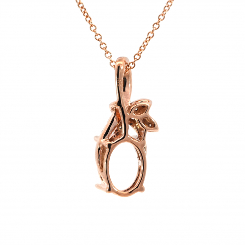 Oval 8x6mm Pendant Semi Mount In 14k Rose Gold With Diamond Accents (chain Not Included)