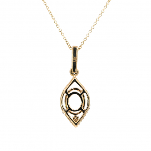 Oval 8x6mm Pendant Semi Mount In 14k Yellow Gold With Diamond Accents (chain Not Included)