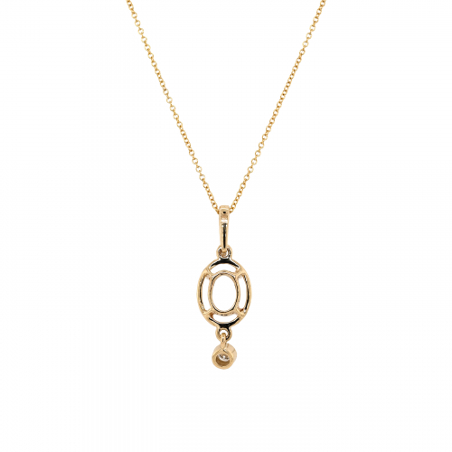 Oval 8x6mm Pendant Semi Mount In 14k Yellow Gold With Diamond Accents (chain Not Included) (pd1012)