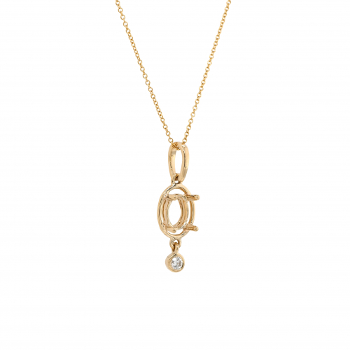 Oval 8x6mm Pendant Semi Mount In 14k Yellow Gold With Diamond Accents (chain Not Included) (pd1012)