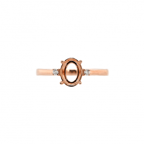 Oval 8x6mm Ring Semi Mount In 14k Rose Gold With Accent Diamonds (rg0551) Part Of Matching Set