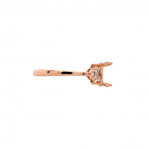 Oval 8x6mm Ring Semi Mount in 14K Rose Gold with Accent Diamonds (RG1158)