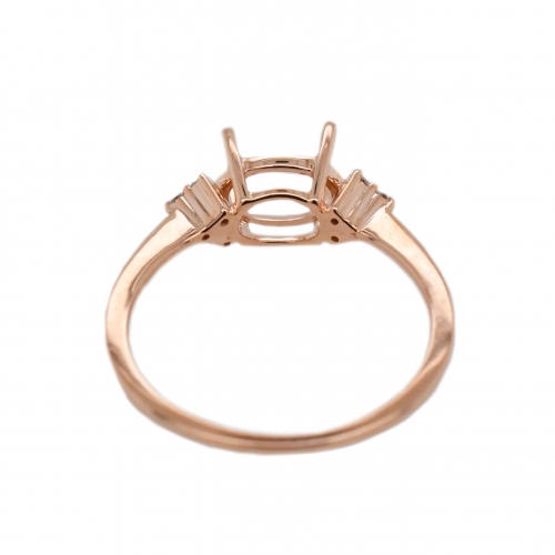 Oval 8x6mm Ring Semi Mount In 14K Rose Gold With White Diamonds (RG0154)