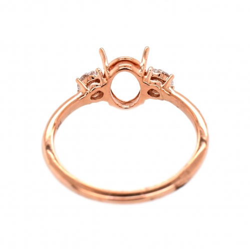 Oval 8x6mm Ring Semi Mount in 14K Rose Gold with White Diamonds (RG2903)