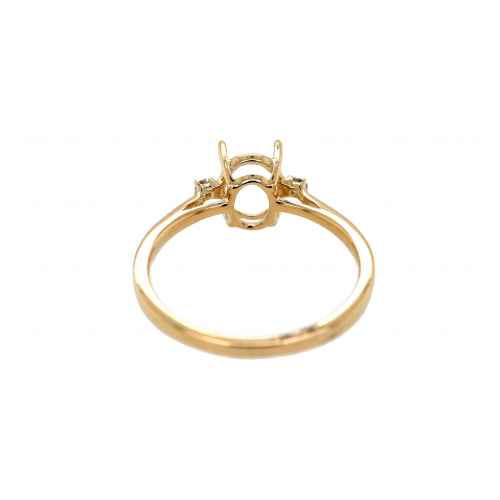 Oval 8x6mm Ring Semi Mount In 14k Yellow Gold With Accent Diamonds