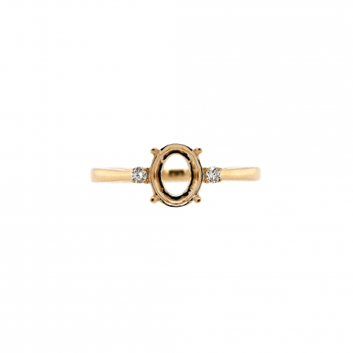 Oval 8x6mm Ring Semi Mount In 14k Yellow Gold With Accent Diamonds