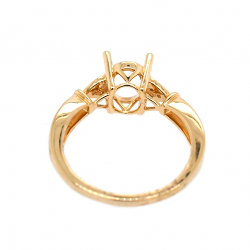 Oval 8x6mm Ring Semi Mount in 14K Yellow Gold With White Diamonds (RG0999)