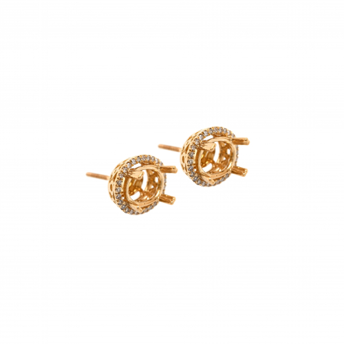 Oval 9x7mm Earring Semi Mount In 14k Yellow Gold With Diamond Accents (447293)