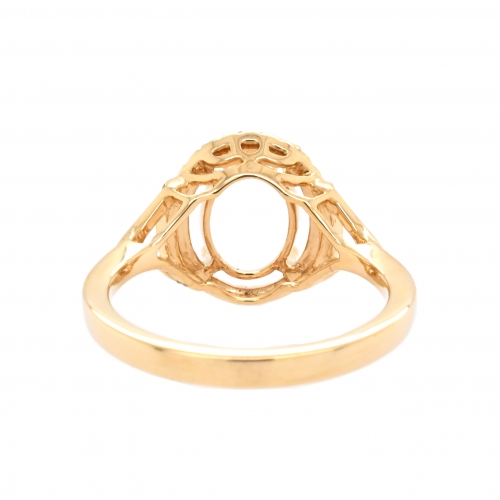Oval 9x7mm Ring Semi Mount in 14K Gold With White Diamond (RG0158)