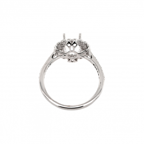 Oval 9x7mm Ring Semi Mount In 14k White Gold With Accent Diamonds (rg3437)