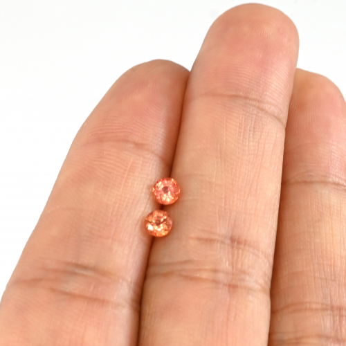Padparadscha Sapphire Round 3.5mm Matching Pair Approximately 0.41 Carat