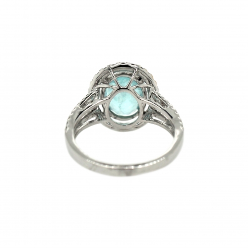 Paraiba Color Tourmaline Oval 3.75 Carat Ring With Diamond Accent In 14k White Gold