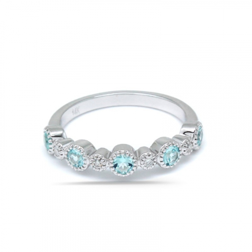 Paraiba Tourmaline 0.35 Carat Ring In 14K White Gold Accented With Diamonds