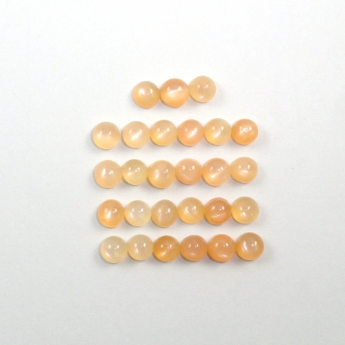 PEACH MOONSTONE CABS  ROUND 4MM APPROX  9 CARAT
