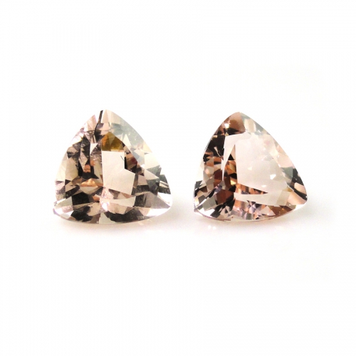 Peach Morganite Trillion Shape 7mm Matched Pair Approximately 2.28 Carat