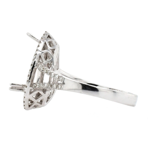 Pear 14x8mm Ring Semi Mount In 14K White Gold With White Diamonds
