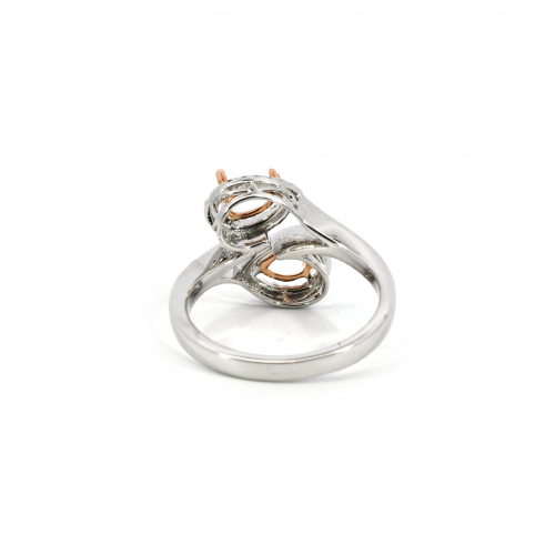Pear Shape 5.5x4mm Ring Semi Mount In 14k Dual Tone (white/rose) Gold With Diamond Accents