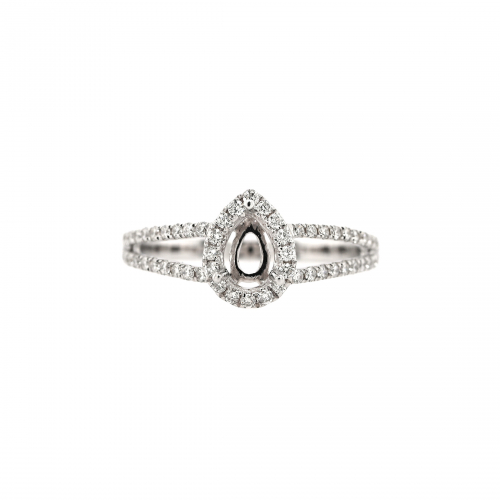 Pear Shape 6x4mm Ring Semi Mount In 14k White Gold With Accent Diamonds (rg0038)