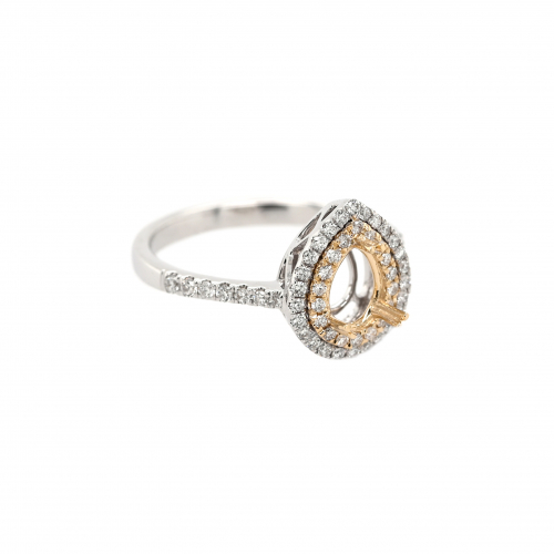 Pear Shape 7x5mm Ring Semi Mount in 14K Dual Tone (White/Yellow) Gold with Accent Diamonds (RG0400)